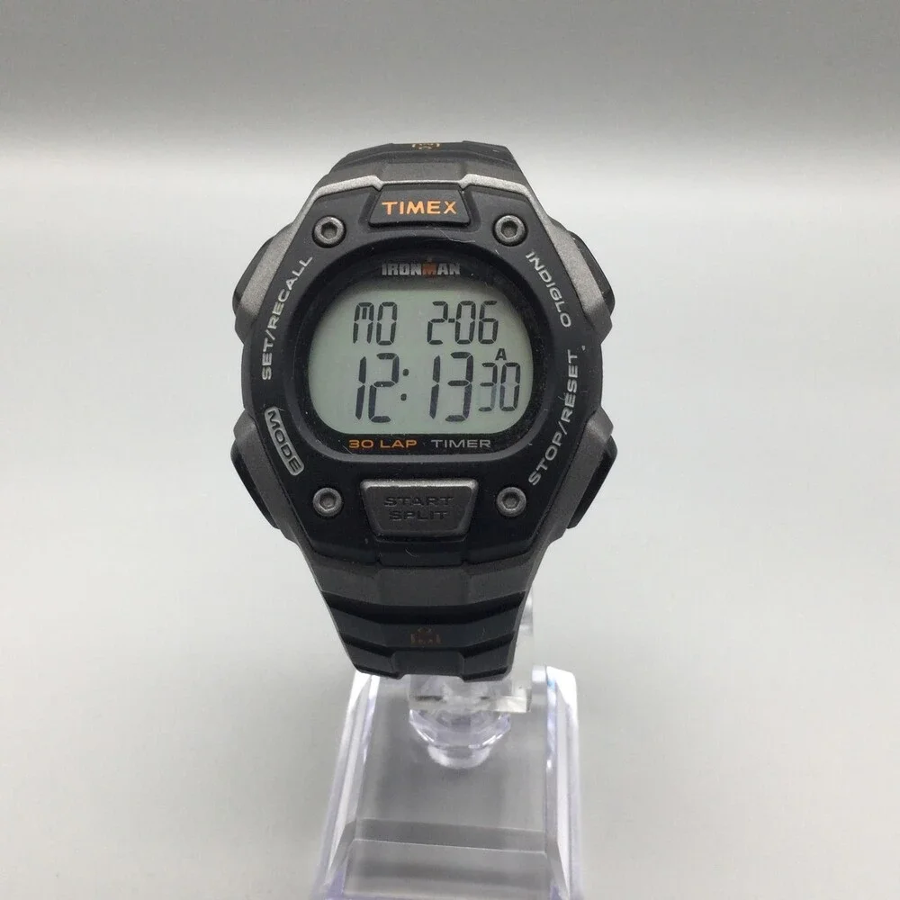 Timex Ironman 30 Lap Mens Watch 41mm Digital 30 Lap Black Indiglo New Battery